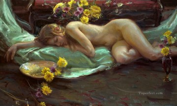 Impressionist Nude Painting - Crescent Cradle DFG Impressionist nude